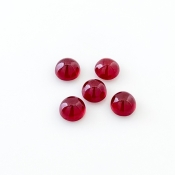 9.50 Cts. Ruby 6.5mm Smooth Round Shape AA Grade Cabochons Parcel - Total 5 Pcs.