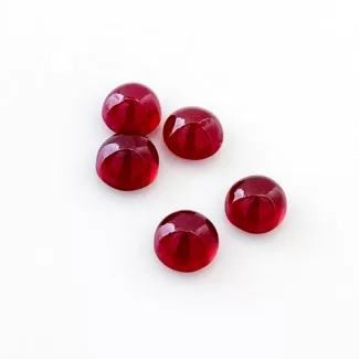 Ruby Smooth Round Shape AA Grade Cabochon Parcel - 6.5mm - 5 Pc. - 9.50 Cts.
