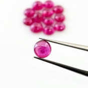 12.10 Cts. Ruby 5.5-6.5mm Smooth Round Shape AA Grade Cabochons Parcel - Total 13 Pcs.