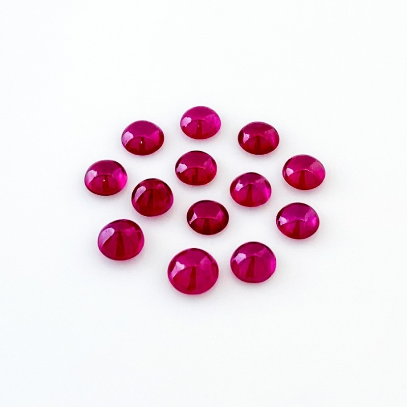 12.10 Cts. Ruby 5.5-6.5mm Smooth Round Shape AA Grade Cabochons Parcel - Total 13 Pcs.