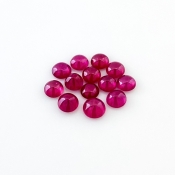 12.10 Cts. Ruby 5.5-6.5mm Smooth Round Shape AA Grade Cabochons Parcel - Total 13 Pcs.