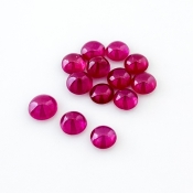 12.10 Cts. Ruby 5.5-6.5mm Smooth Round Shape AA Grade Cabochons Parcel - Total 13 Pcs.