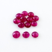 12.10 Cts. Ruby 5.5-6.5mm Smooth Round Shape AA Grade Cabochons Parcel - Total 13 Pcs.