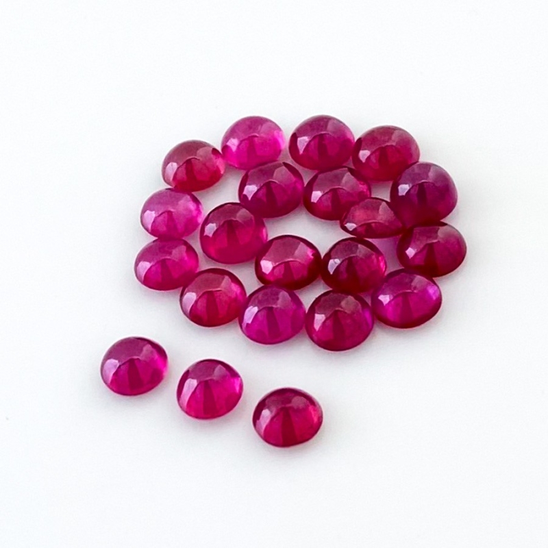 14.90 Cts. Ruby 5mm Smooth Round Shape AA Grade Cabochons Parcel - Total 21 Pcs.