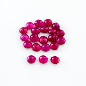 14.90 Cts. Ruby 5mm Smooth Round Shape AA Grade Cabochons Parcel - Total 21 Pcs.