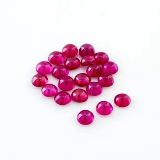14.90 Cts. Ruby 5mm Smooth Round Shape AA Grade Cabochons Parcel - Total 21 Pcs.