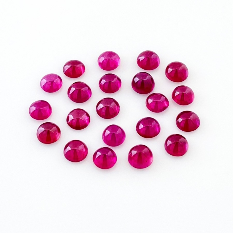 14.90 Cts. Ruby 5mm Smooth Round Shape AA Grade Cabochons Parcel - Total 21 Pcs.