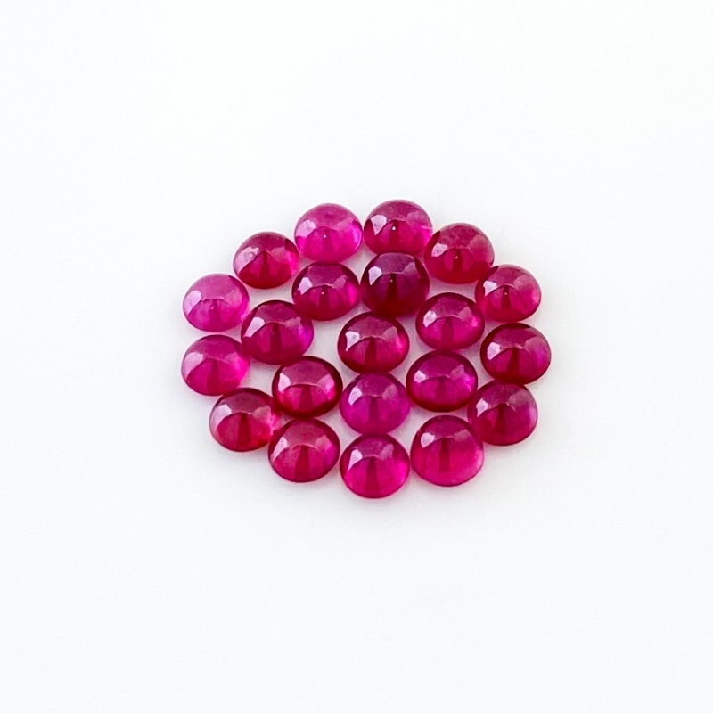 14.90 Cts. Ruby 5mm Smooth Round Shape AA Grade Cabochons Parcel - Total 21 Pcs.