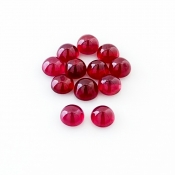 11.60 Cts. Ruby 5mm Smooth Round Shape AA Grade Cabochons Parcel - Total 12 Pcs.