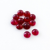 11.60 Cts. Ruby 5mm Smooth Round Shape AA Grade Cabochons Parcel - Total 12 Pcs.