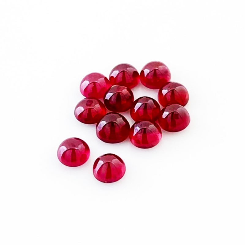 11.60 Cts. Ruby 5mm Smooth Round Shape AA Grade Cabochons Parcel - Total 12 Pcs.