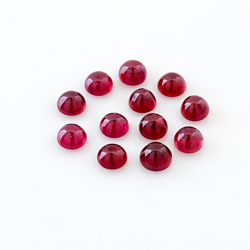 11.60 Cts. Ruby 5mm Smooth Round Shape AA Grade Cabochons Parcel - Total 12 Pcs.