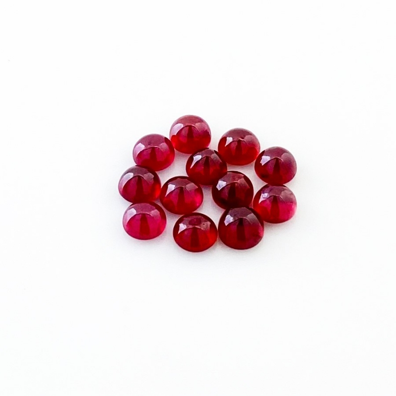 11.60 Cts. Ruby 5mm Smooth Round Shape AA Grade Cabochons Parcel - Total 12 Pcs.