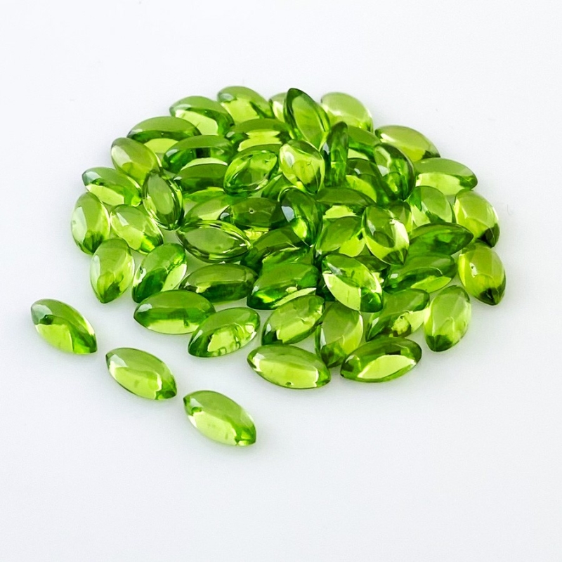 44.20 Carat Peridot 8x4mm Smooth Marquise Shape AAA Grade Cabochons Parcel - Total 55 Pcs.