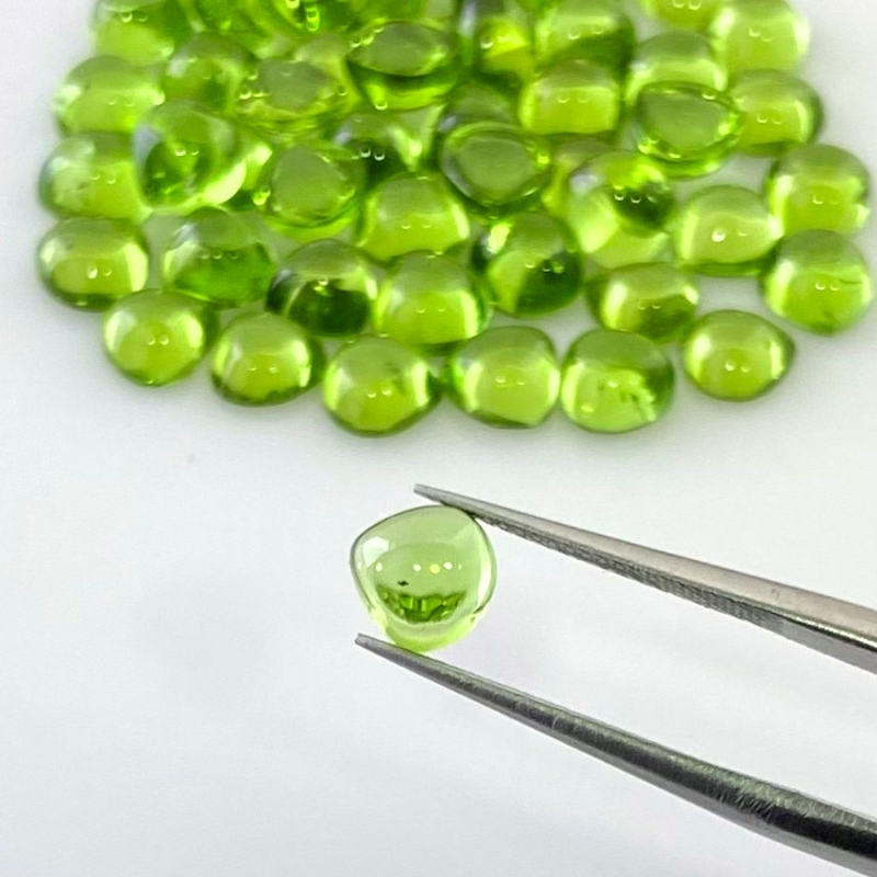 49.30 Carat Peridot 6mm Smooth Heart Shape AAA Grade Cabochons Parcel - Total 50 Pcs.