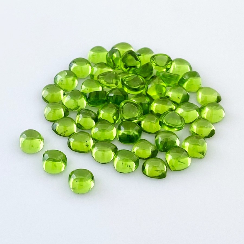 49.30 Carat Peridot 6mm Smooth Heart Shape AAA Grade Cabochons Parcel - Total 50 Pcs.