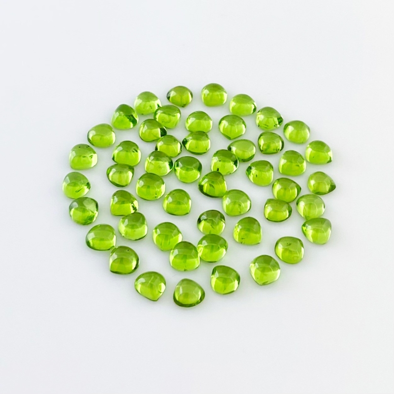 49.30 Carat Peridot 6mm Smooth Heart Shape AAA Grade Cabochons Parcel - Total 50 Pcs.