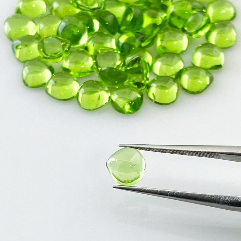 43.80 Carat Peridot 6mm Smooth Heart Shape AAA Grade Cabochons Parcel - Total 50 Pcs.