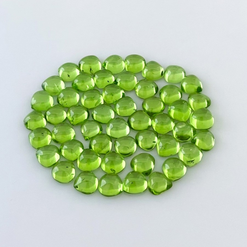 43.80 Carat Peridot 6mm Smooth Heart Shape AAA Grade Cabochons Parcel - Total 50 Pcs.