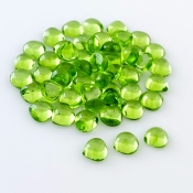 43.80 Carat Peridot 6mm Smooth Heart Shape AAA Grade Cabochons Parcel - Total 50 Pcs.