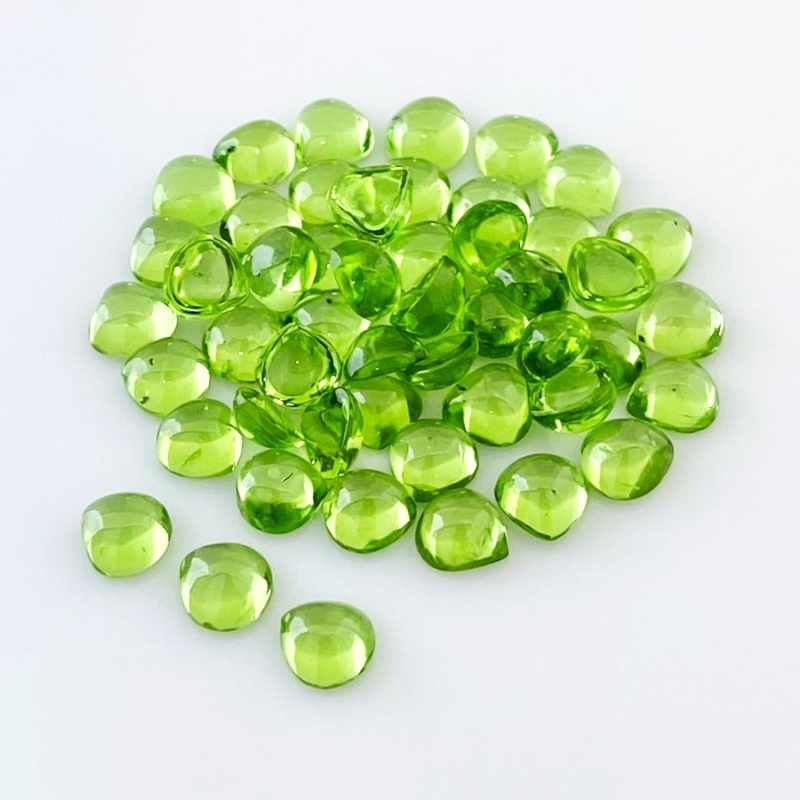 43.80 Carat Peridot 6mm Smooth Heart Shape AAA Grade Cabochons Parcel - Total 50 Pcs.