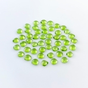 43.80 Carat Peridot 6mm Smooth Heart Shape AAA Grade Cabochons Parcel - Total 50 Pcs.