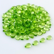 65 Carat Peridot 6x4mm Smooth Pear Shape AAA Grade Cabochons Parcel - Total 130 Pcs.