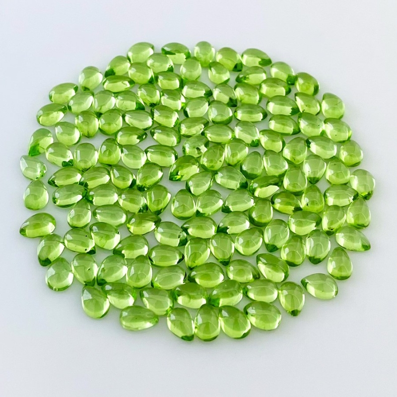 65 Carat Peridot 6x4mm Smooth Pear Shape AAA Grade Cabochons Parcel - Total 130 Pcs.