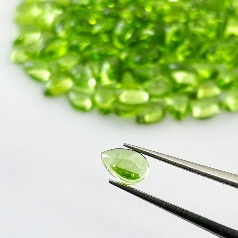 60.90 Carat Peridot 6x4mm Smooth Pear Shape AAA Grade Cabochons Parcel - Total 108 Pcs.