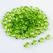 60.90 Carat Peridot 6x4mm Smooth Pear Shape AAA Grade Cabochons Parcel - Total 108 Pcs.