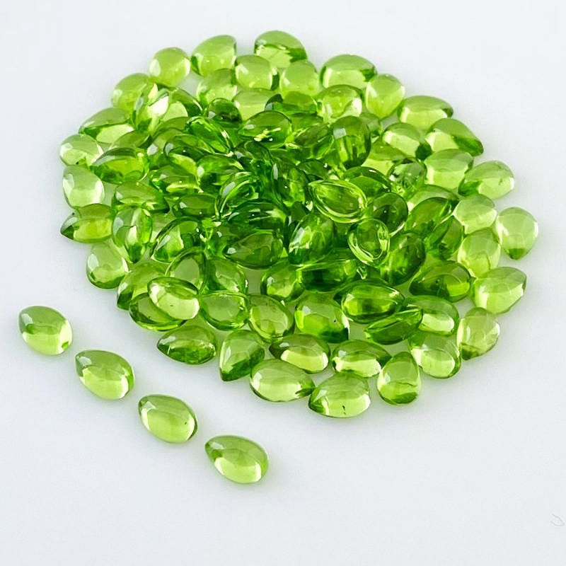 60.90 Carat Peridot 6x4mm Smooth Pear Shape AAA Grade Cabochons Parcel - Total 108 Pcs.