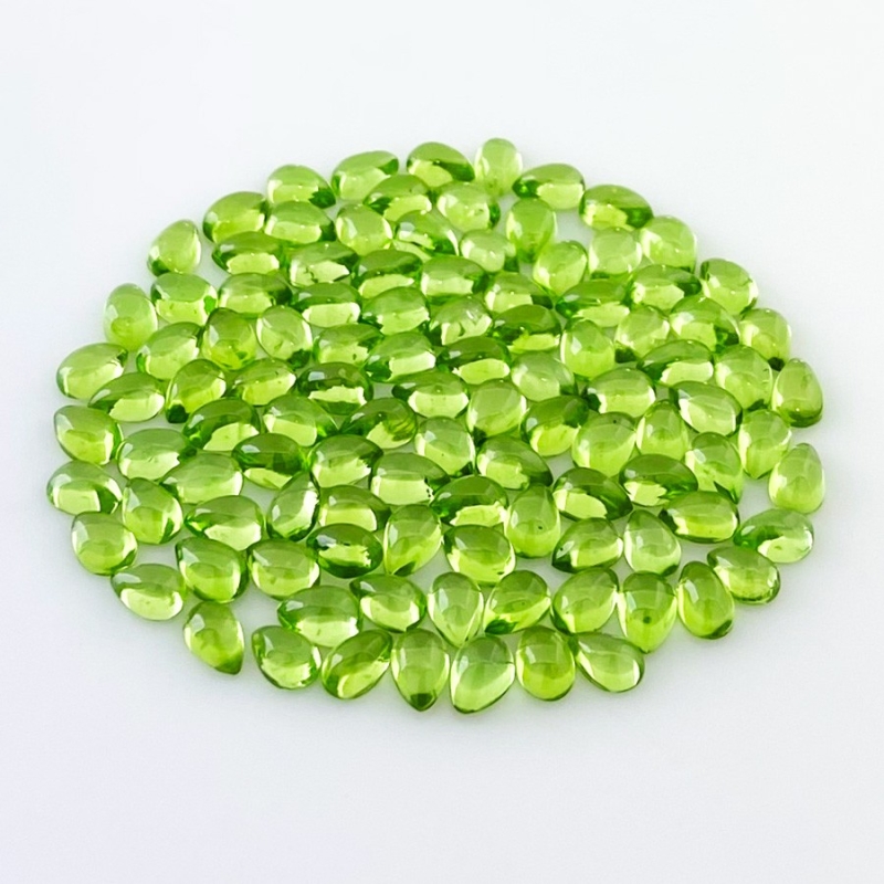 60.90 Carat Peridot 6x4mm Smooth Pear Shape AAA Grade Cabochons Parcel - Total 108 Pcs.