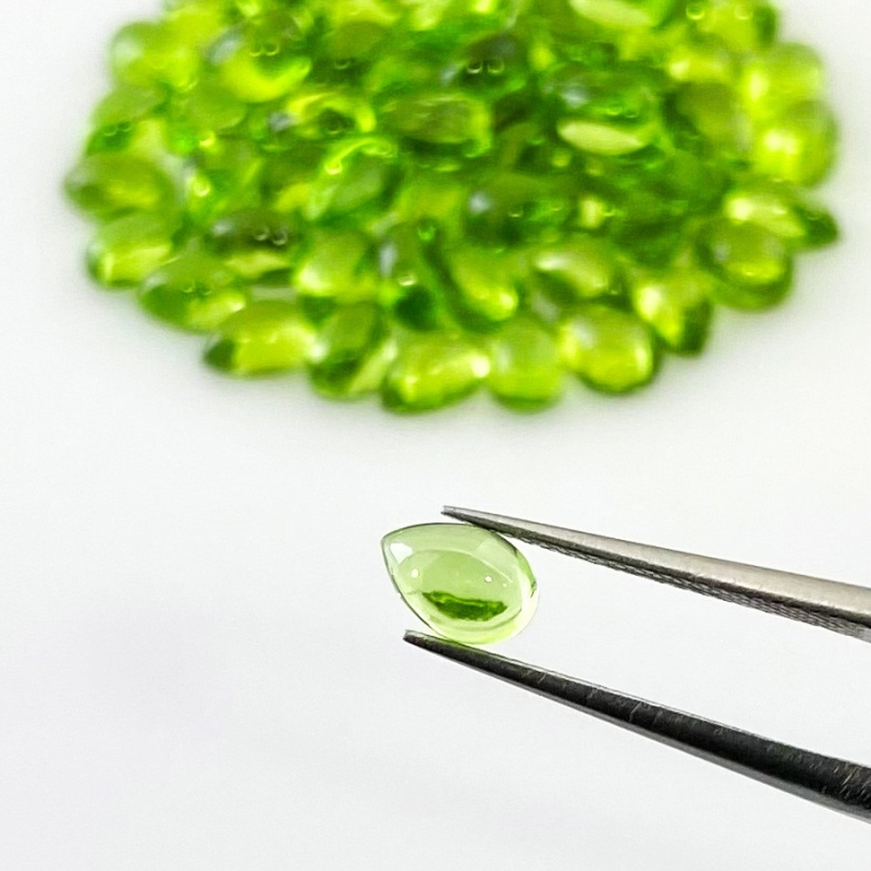 42.55 Carat Peridot 6x4mm Smooth Pear Shape AAA Grade Cabochons Parcel - Total 67 Pcs.