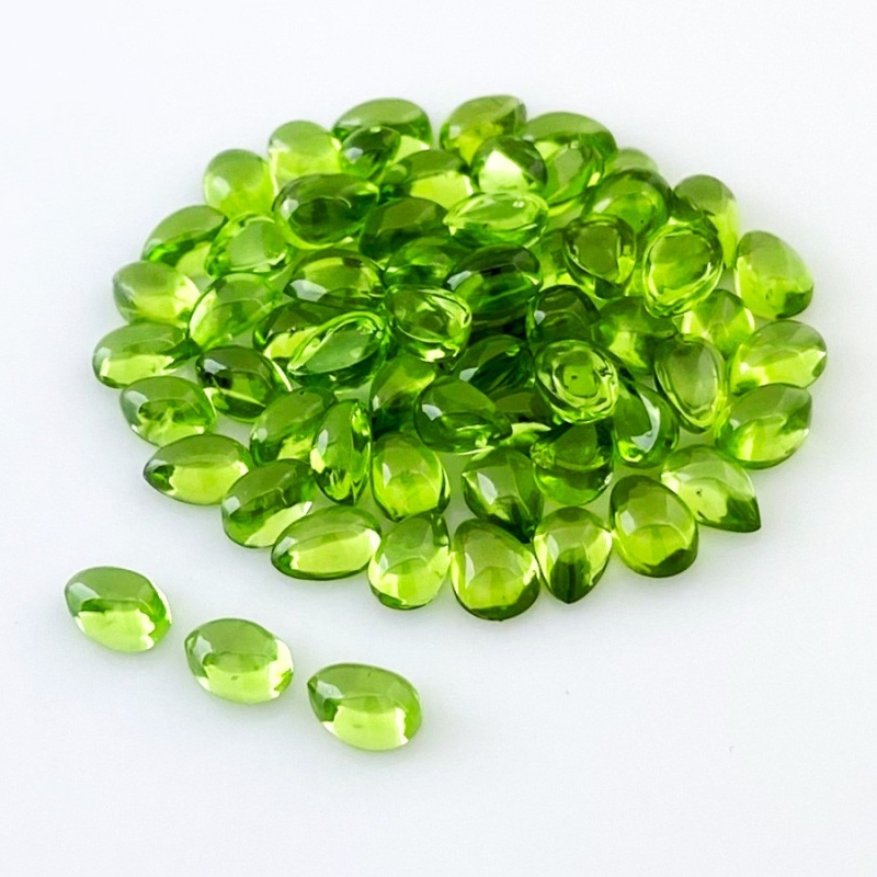 42.55 Carat Peridot 6x4mm Smooth Pear Shape AAA Grade Cabochons Parcel - Total 67 Pcs.