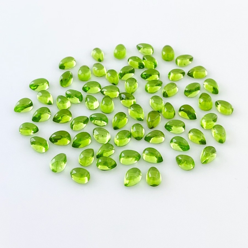 42.55 Carat Peridot 6x4mm Smooth Pear Shape AAA Grade Cabochons Parcel - Total 67 Pcs.