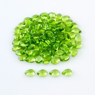 57 Carat Peridot 6x4mm Smooth Pear Shape AAA Grade Cabochons Parcel - Total 100 Pcs.