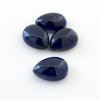 23.55 Carat Iolite 14x10mm Smooth Pear Shape A Grade Cabochons Parcel - Total 4 Pcs.