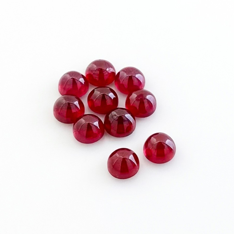 17.15 Cts. Ruby 6mm Smooth Round Shape AA Grade Cabochons Parcel - Total 10 Pcs.