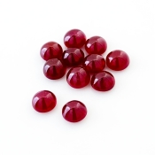 25.30 Cts. Ruby 7mm Smooth Round Shape AA Grade Cabochons Parcel - Total 11 Pcs.
