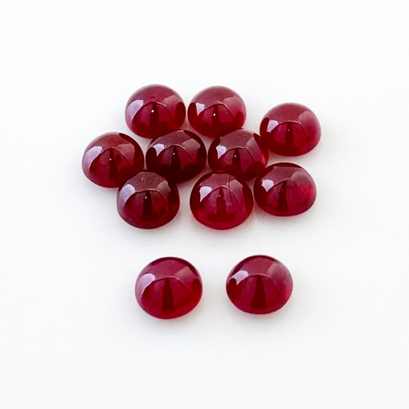 25.30 Cts. Ruby 7mm Smooth Round Shape AA Grade Cabochons Parcel - Total 11 Pcs.