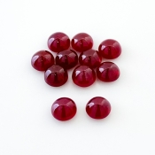 25.30 Cts. Ruby 7mm Smooth Round Shape AA Grade Cabochons Parcel - Total 11 Pcs.