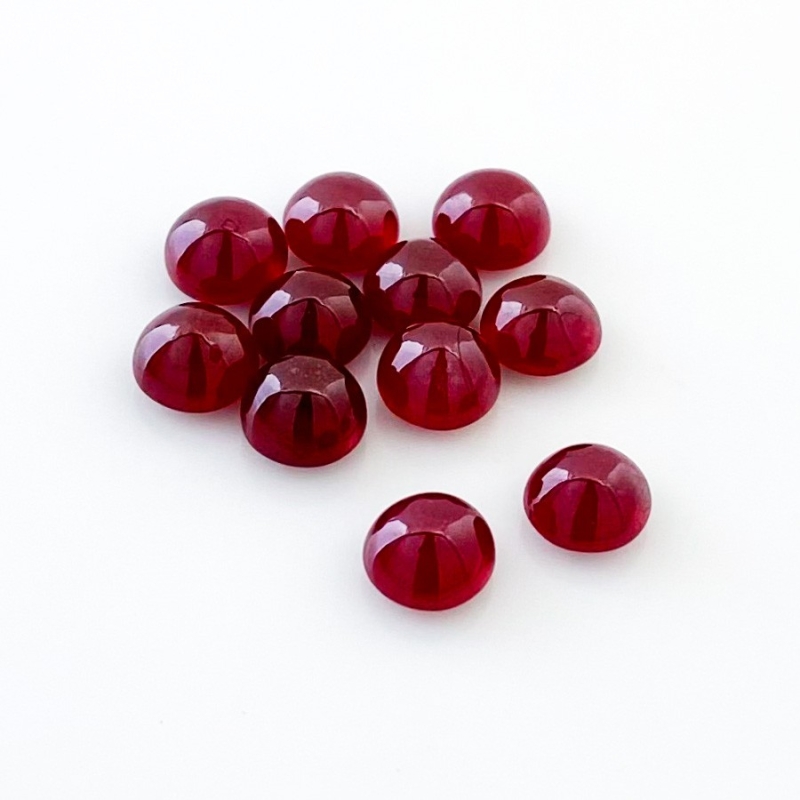 25.30 Cts. Ruby 7mm Smooth Round Shape AA Grade Cabochons Parcel - Total 11 Pcs.