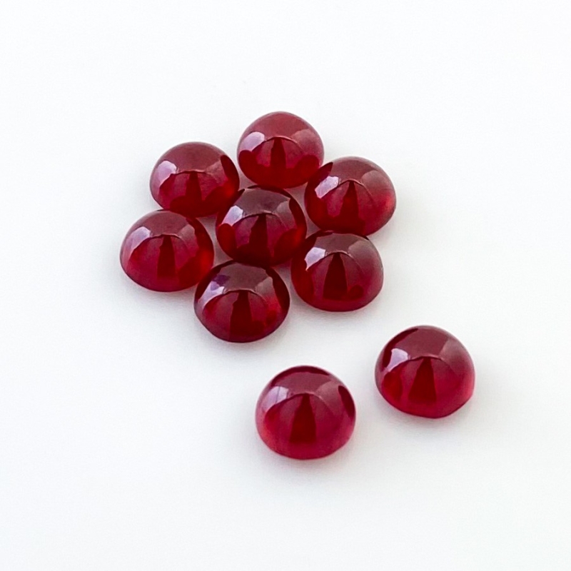 20.20 Cts. Ruby 7mm Smooth Round Shape AA Grade Cabochons Parcel - Total 9 Pcs.