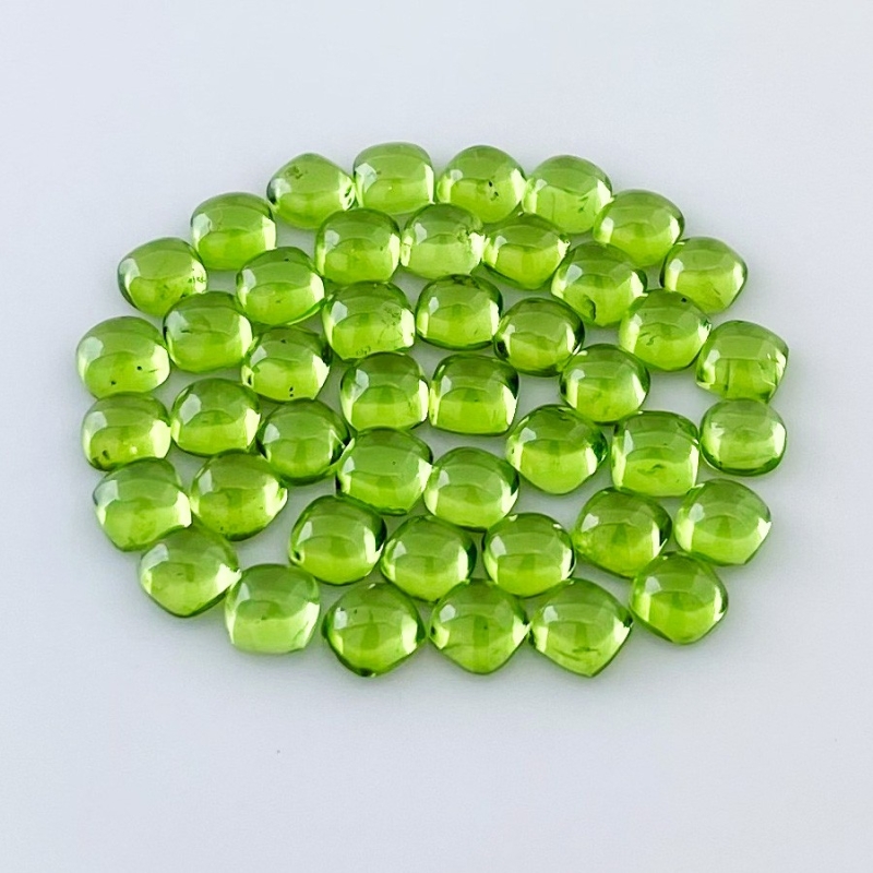 24.40 Carat Peridot 5mm Smooth Square Shape AAA Grade Cabochons Parcel - Total 30 Pcs.
