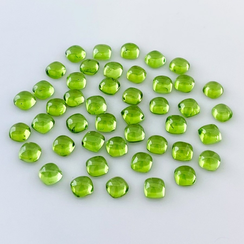 24.40 Carat Peridot 5mm Smooth Square Shape AAA Grade Cabochons Parcel - Total 30 Pcs.