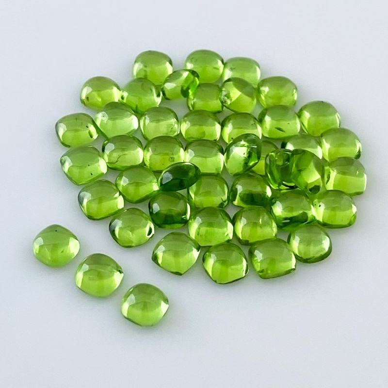 24.40 Carat Peridot 5mm Smooth Square Shape AAA Grade Cabochons Parcel - Total 30 Pcs.
