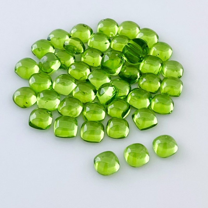 24.40 Carat Peridot 5mm Smooth Square Shape AAA Grade Cabochons Parcel - Total 30 Pcs.