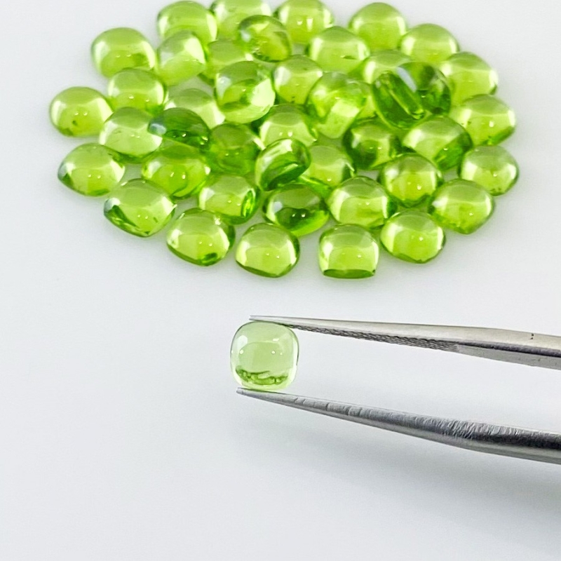 24.40 Carat Peridot 5mm Smooth Square Shape AAA Grade Cabochons Parcel - Total 30 Pcs.