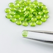 24.40 Carat Peridot 5mm Smooth Square Shape AAA Grade Cabochons Parcel - Total 30 Pcs.