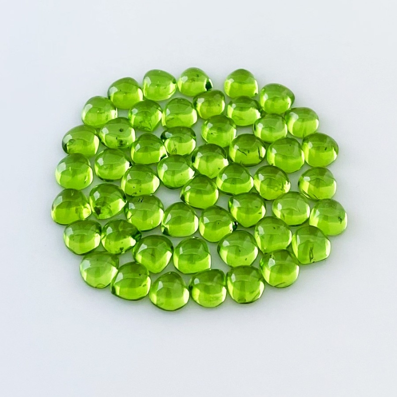 48.80 Carat Peridot 6mm Smooth Heart Shape AAA Grade Cabochons Parcel - Total 50 Pcs.
